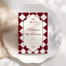 Elegant Retro Chequered Burgundy Wedding