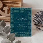 Elegant Retro Chic Arch Lines Teal Blue Wedding  Invitation<br><div class="desc">Elegant Retro Chic Arch Lines Teal Blue Wedding Invitation</div>