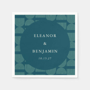 Elegant Retro Chic Arch Teal Blue Custom Wedding Napkin