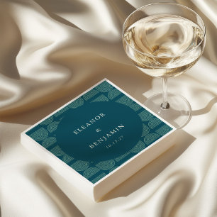 Elegant Retro Chic Arch Teal Blue Custom Wedding Napkin