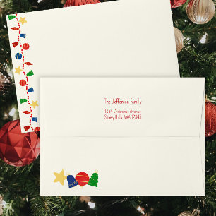 Elegant Retro Christmas ornaments return address Envelope