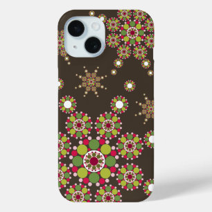 Elegant Retro Christmas Star Dots Pattern Holiday iPhone 15 Case
