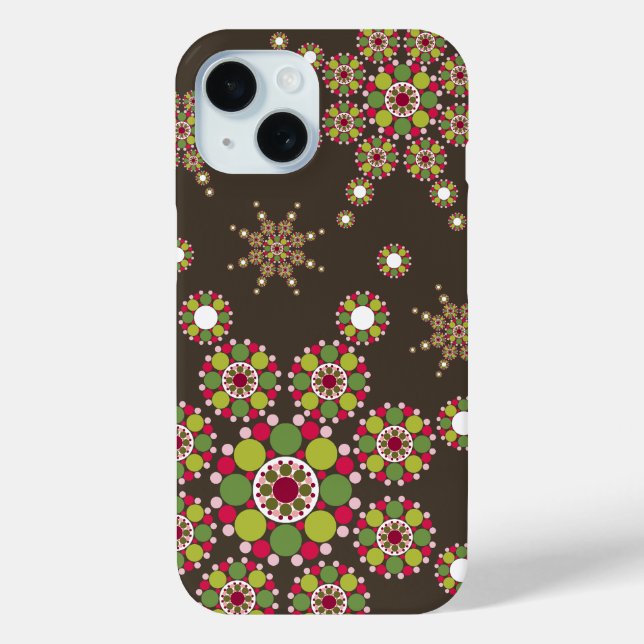 Elegant Retro Christmas Star Dots Pattern Holiday Case-Mate iPhone Case (Back)