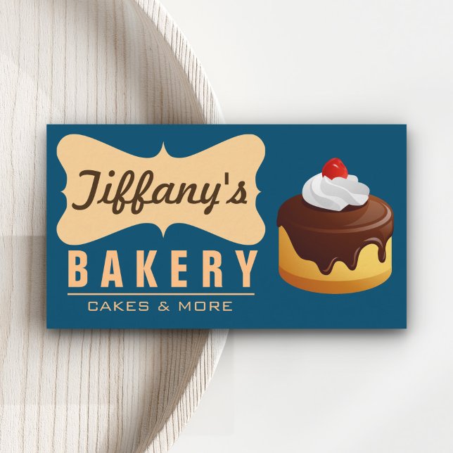 Elegant Retro Cute Sweet Cake Bakery Business Card (Creator Uploaded)