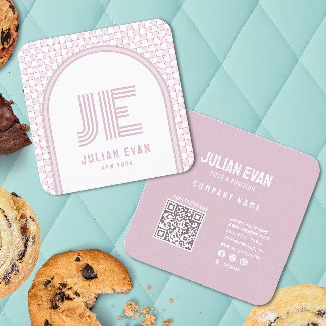 Elegant Retro Dusty Pink Monogram Business Card (Creator Uploaded)