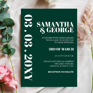 Elegant Retro Emerald Green Modern Wedding Invitation