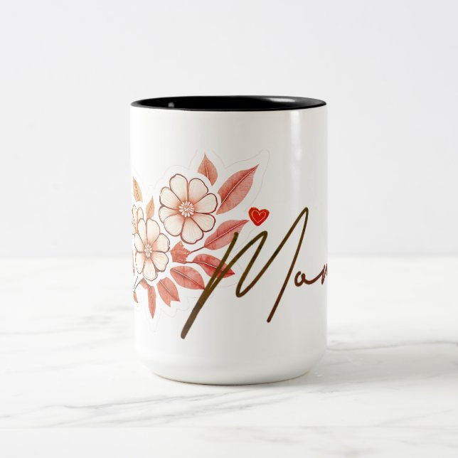 Elegant Retro Floral Mum Mug Gift (Center)