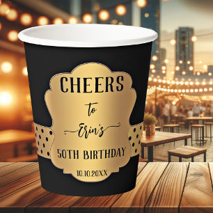 Elegant Retro Gold Black Festive Paper Cups
