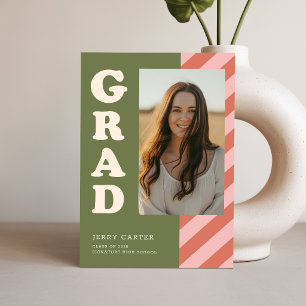Elegant Retro Grad Photo Graduation Announcement Postcard