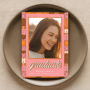 Elegant Retro Graduate Photo Graduation Invitation Postcard