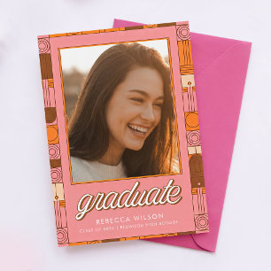 Elegant Retro Graduate Photo Graduation Thank You Postcard
