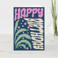 Elegant Retro Groovy 70s Hippie Flower Birthday