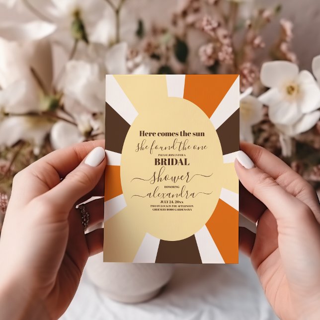 Elegant Retro Here Comes the Sun Bridal Shower  Invitation (Creator Uploaded)