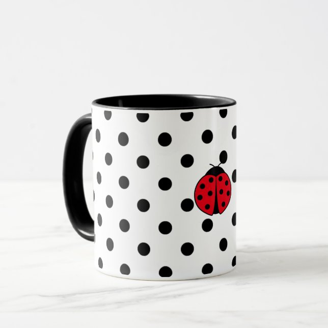 Elegant retro Ladybugs and polka dots     Mug (Front Left)