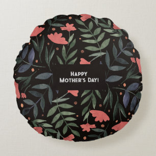 Elegant retro magical garden Mother's Day Round Cushion