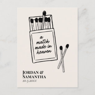 Elegant Retro Match Made in Heaven Save the Date Postcard
