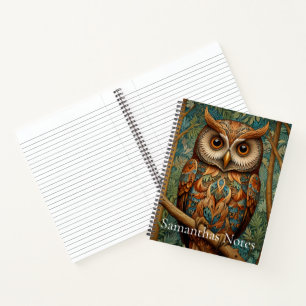 Elegant retro owl boho bohemian forest greenery notebook