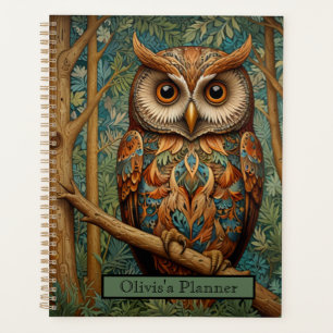 Elegant retro owl boho bohemian forest greenery planner