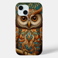 Elegant retro owl forest greenery