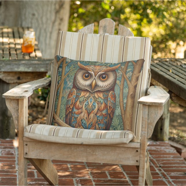 Elegant retro owl forest greenery  cushion (Chair)