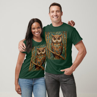Elegant retro owl forest greenery T-Shirt