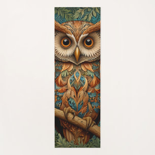 Elegant retro owl forest greenery yoga mat