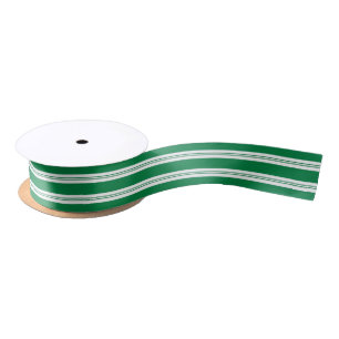 Elegant Retro Peppermint Green Candy Cane Stripes Satin Ribbon