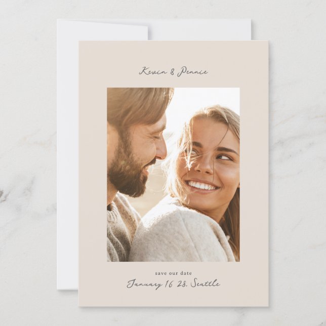 Elegant Retro Photo Wedding  Save The Date (Front)