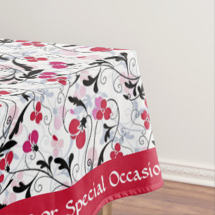Elegant Retro Red Black Foliage Vines Art Deco Tab Tablecloth