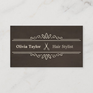 Elegant Retro Scissors Hair Stylist Barber Shop Business Card