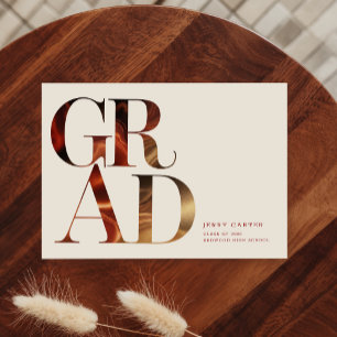 Elegant Retro Script Grad Photo Graduation Announcement