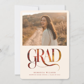 Elegant Retro Script Graduate Photo Graduation Announcement