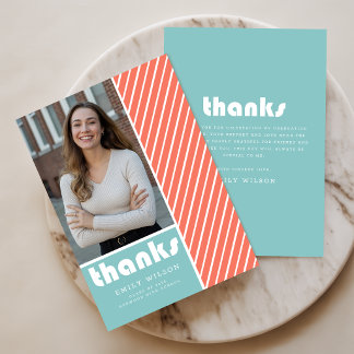 Elegant Retro Script Graduate Photo Graduation Thank You Card