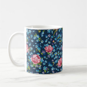 Elegant retro seamless pattern with pink peonies f coffee mug