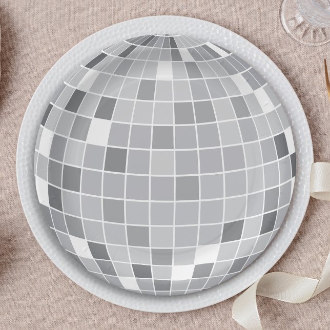 Elegant Retro Silver Disco Ball Paper Plate (Creator Uploaded)
