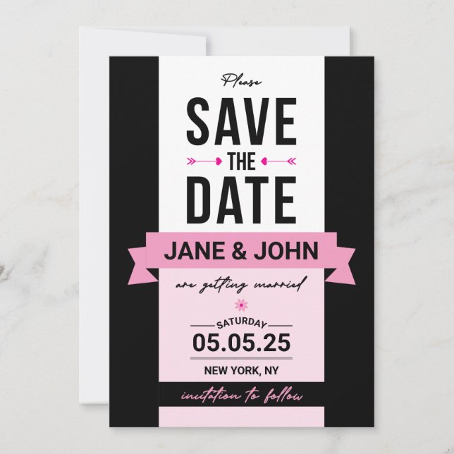 Elegant Retro Style Save the Date Card (Front)