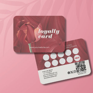 Elegant Retro Stylish Red Tulip Abstract Pattern Loyalty Card