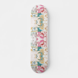 Elegant Retro Teal & Pink Marble Fluid Art Mosaic Skateboard