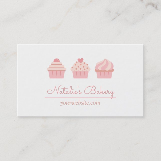Elegant Retro Trio Cupcakes Business Cards (Front)