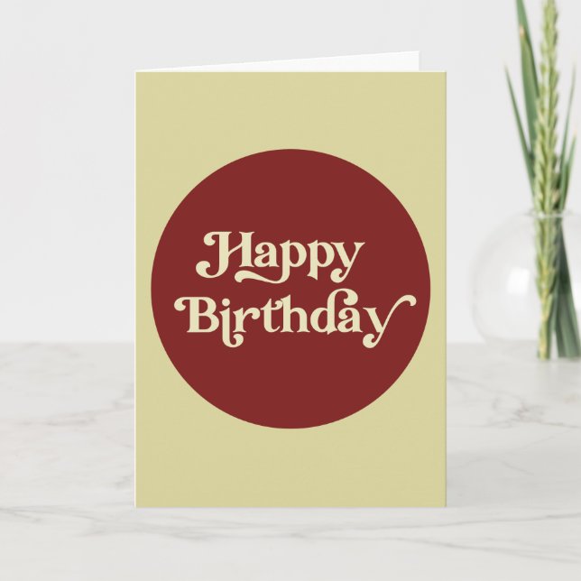 Elegant Retro Typography Happy Birthday Card (Front)