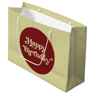 Elegant Retro Typography Happy Birthday Large Gift Bag