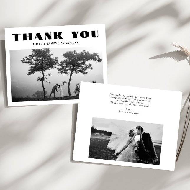 Elegant Retro Typography Photo Wedding Thank You (Creator Uploaded)