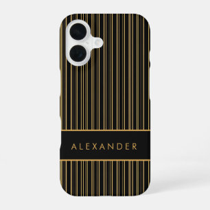 Elegant Retro Vertical Stripes iPhone 16 Case