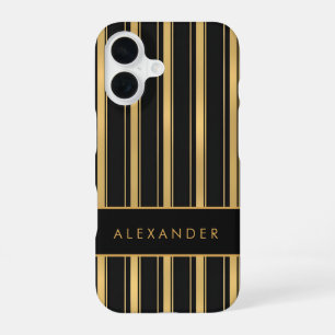 Elegant Retro Vertical Stripes iPhone 16 Case