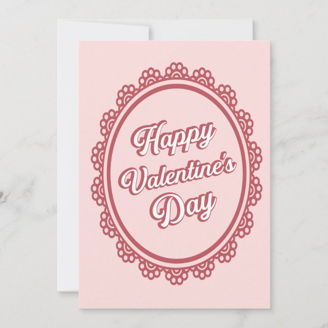 Elegant Retro Vibrant Pink Valentine's Day Card (Front)