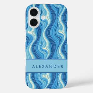 Elegant Retro Wavy Vertical Stripes iPhone 16 Case