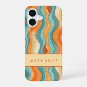 Elegant Retro Wavy Vertical Stripes iPhone 16 Case
