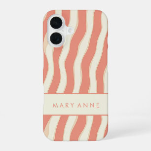 Elegant Retro Wavy Vertical Stripes iPhone 16 Case