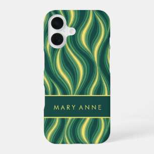Elegant Retro Wavy Vertical Stripes iPhone 16 Case