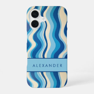 Elegant Retro Wavy Vertical Stripes iPhone 16 Case